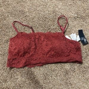 abercrombie and fitch burnt orange lace bralette